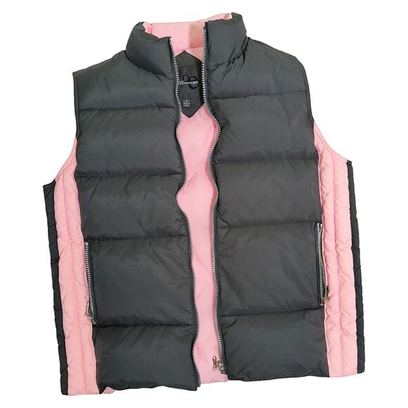 Outdoor Exchange Down Insulated Quilted Vest Wmn's Sz M Gray Pink Nylon Full Zip - Picture 3 of 12
